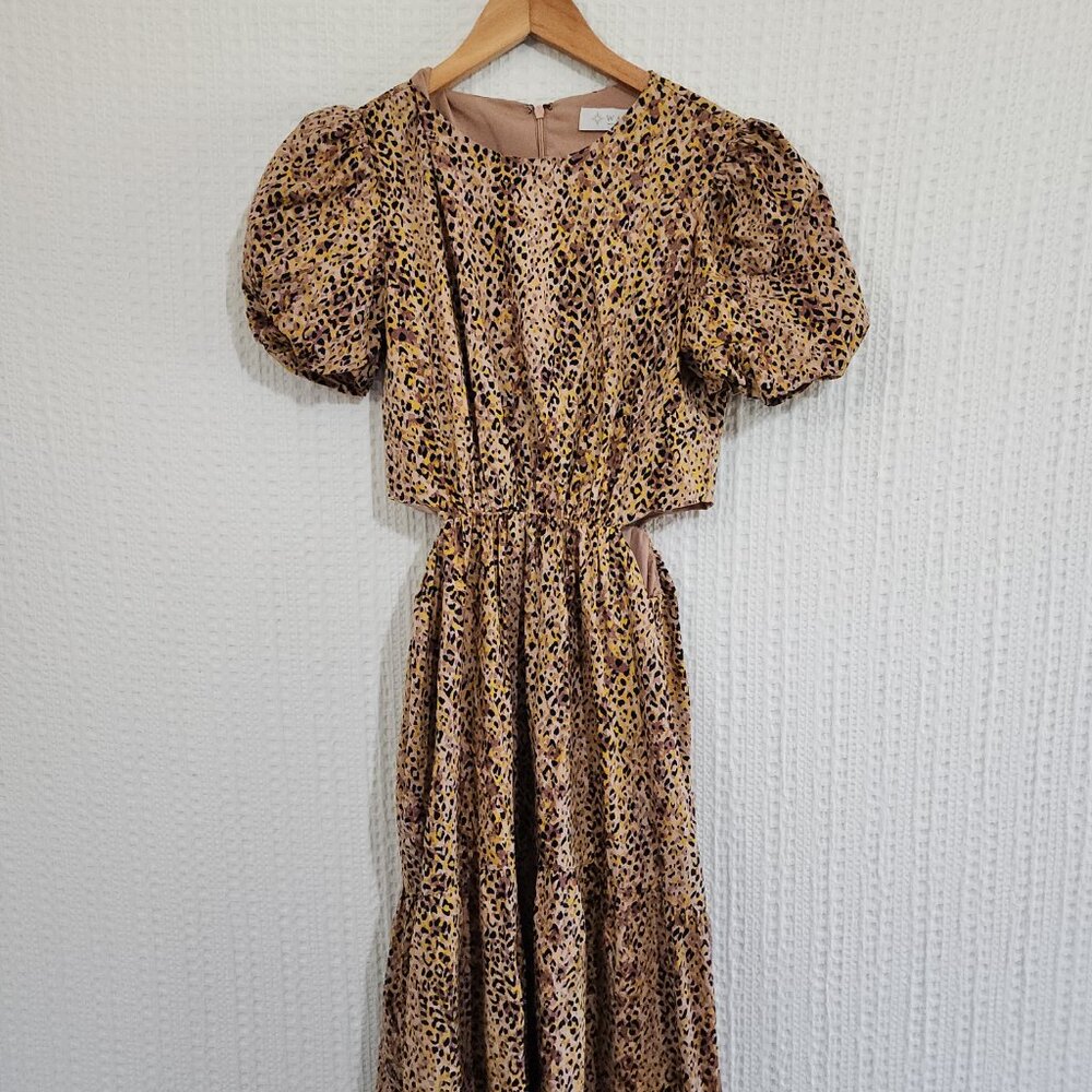 WAYF Plaza Cheetah Cut Out Tiered Women's Maxi Dress Size XS Anthropologie - Picture 12 of 14